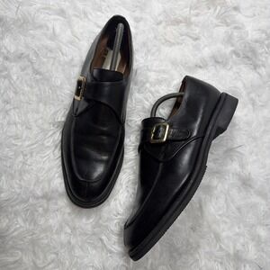 Vintage Made England Monk Strap Dress Shoes Oxfords E.T Wright Black Mens 10.5